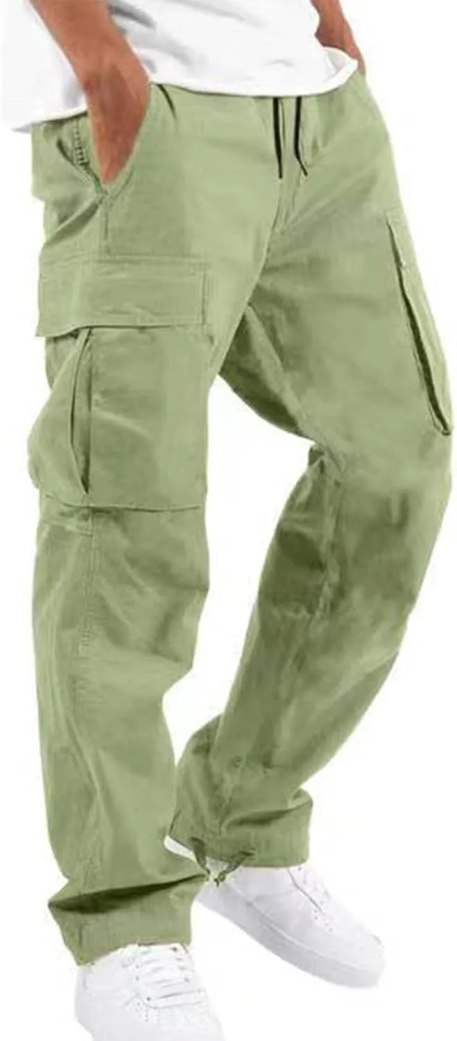 Cargo Sweatpants Men Gym Sweats Pants Casual Baggy Hiking Pants Drawstring Workout Joggers with Multi Pockets