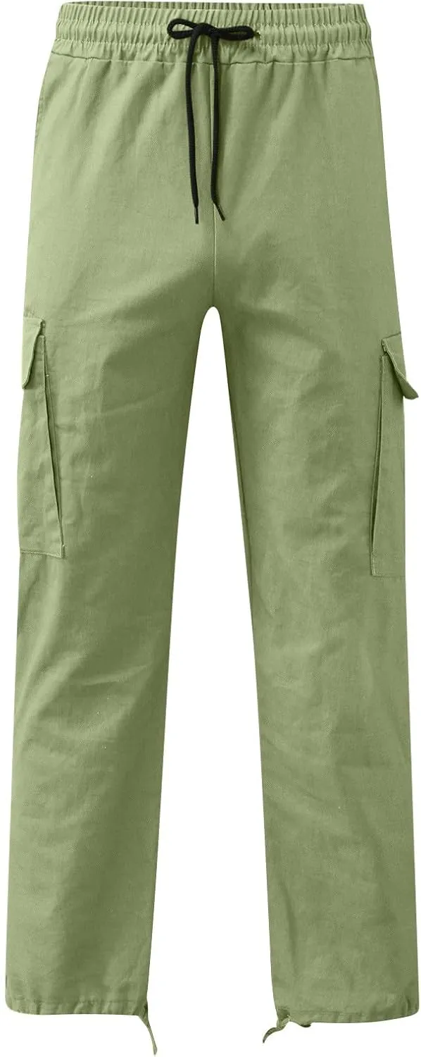 Cargo Sweatpants Men Gym Sweats Pants Casual Baggy Hiking Pants Drawstring Workout Joggers with Multi Pockets