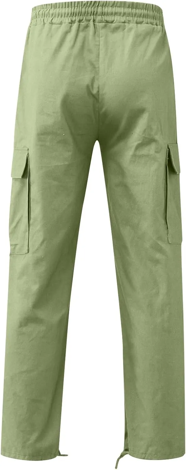 Cargo Sweatpants Men Gym Sweats Pants Casual Baggy Hiking Pants Drawstring Workout Joggers with Multi Pockets