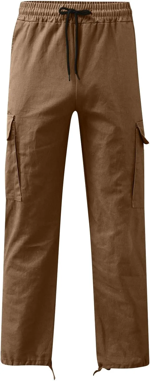 Cargo Sweatpants Men Gym Sweats Pants Casual Baggy Hiking Pants Drawstring Workout Joggers with Multi Pockets