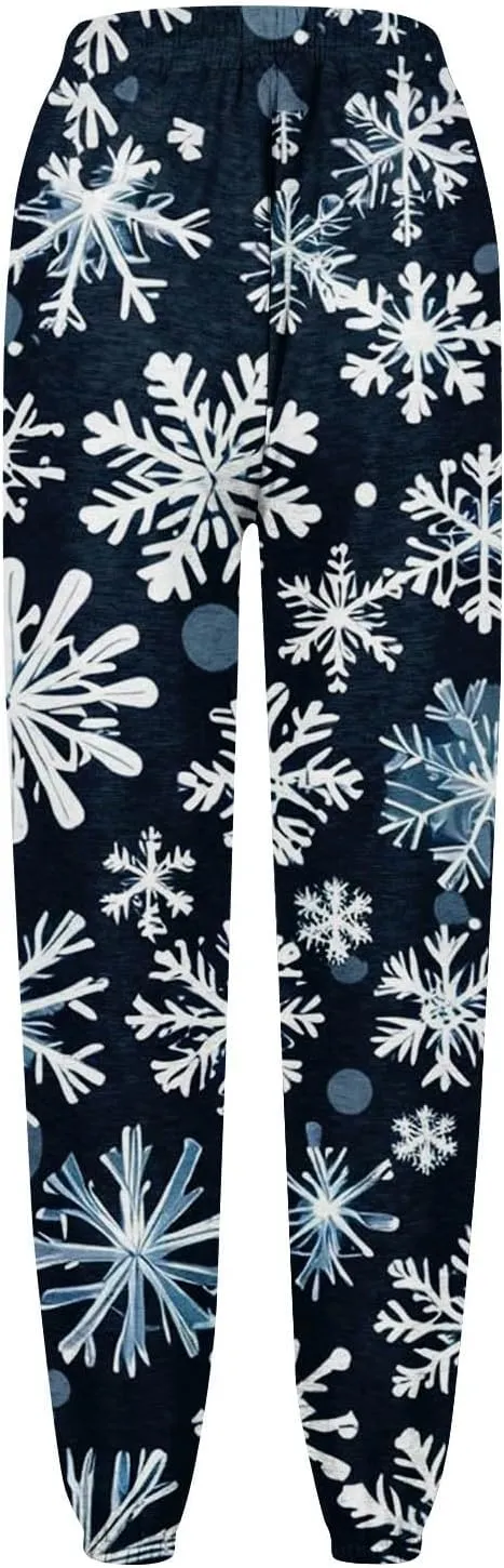 Christmas Pants for Women High Waisted Baggy 2024 Cinch Bottom Sweatpants Gym Jogger Holiday Petite Lounge Pants