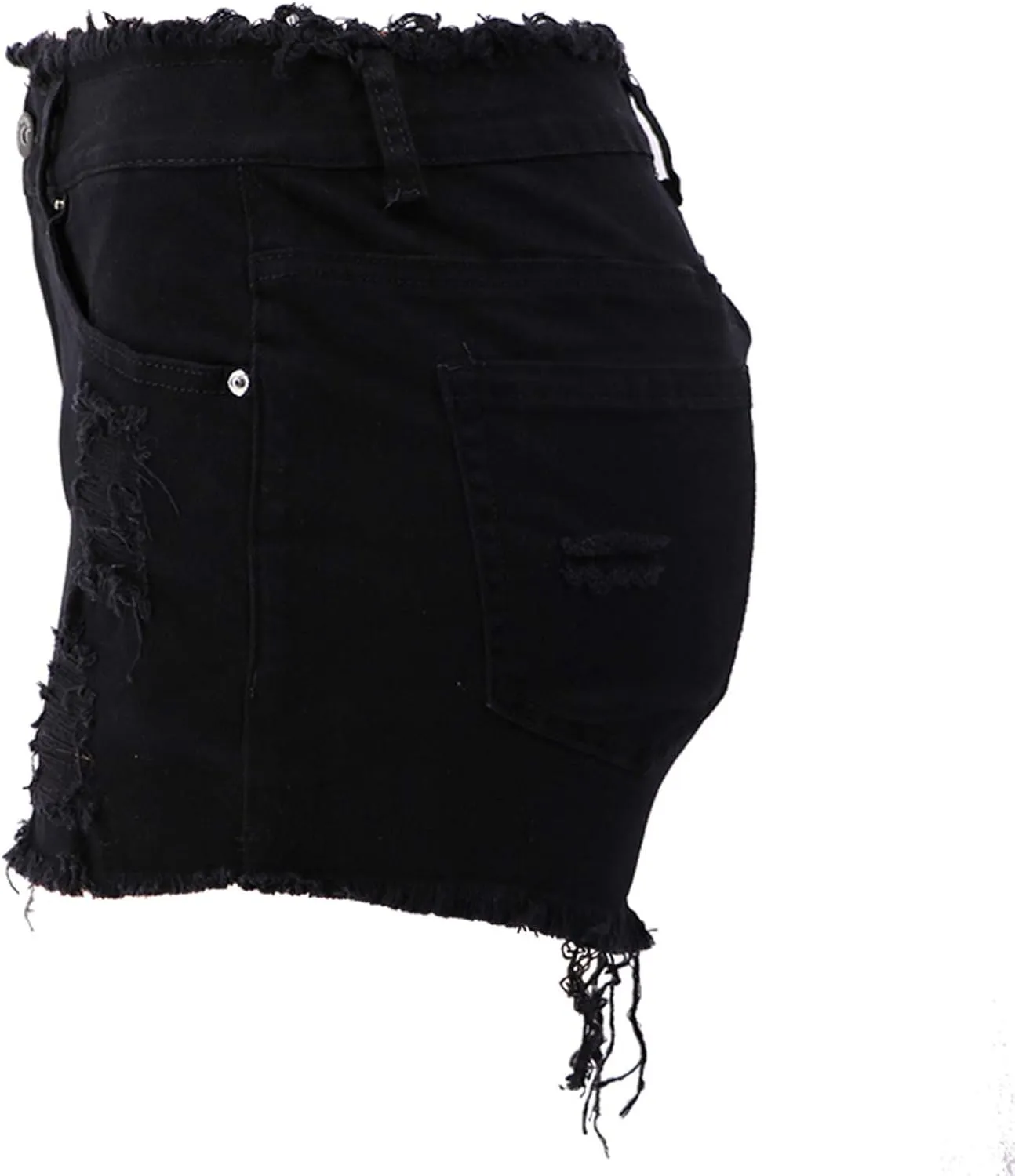 Denim Shorts Women High Waisted, Women's Pocket Brushed Ripped Jean Shorts Frayed Raw Hem Slim Hot Short Jeans