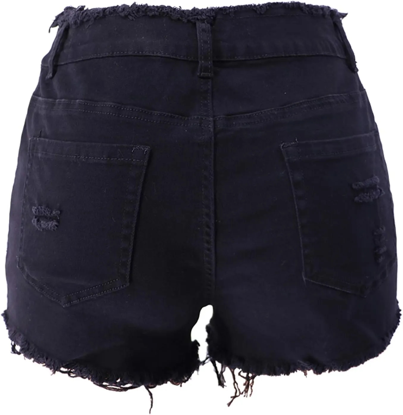 Denim Shorts Women High Waisted, Women's Pocket Brushed Ripped Jean Shorts Frayed Raw Hem Slim Hot Short Jeans