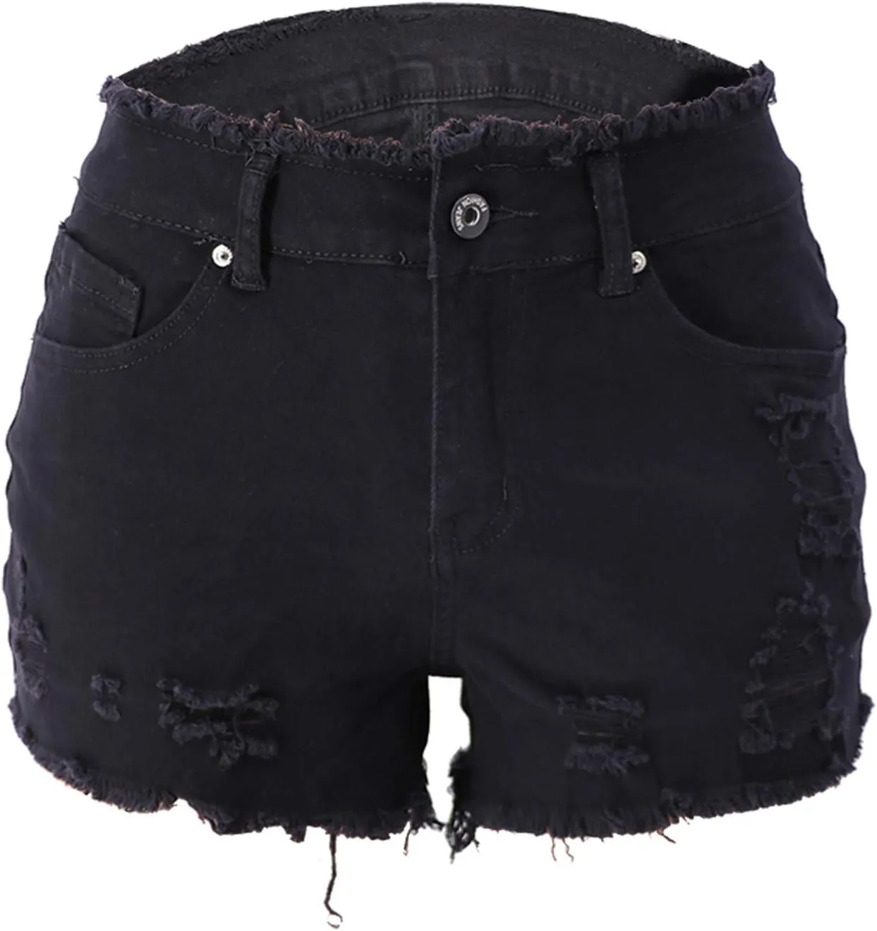 Denim Shorts Women High Waisted, Women's Pocket Brushed Ripped Jean Shorts Frayed Raw Hem Slim Hot Short Jeans