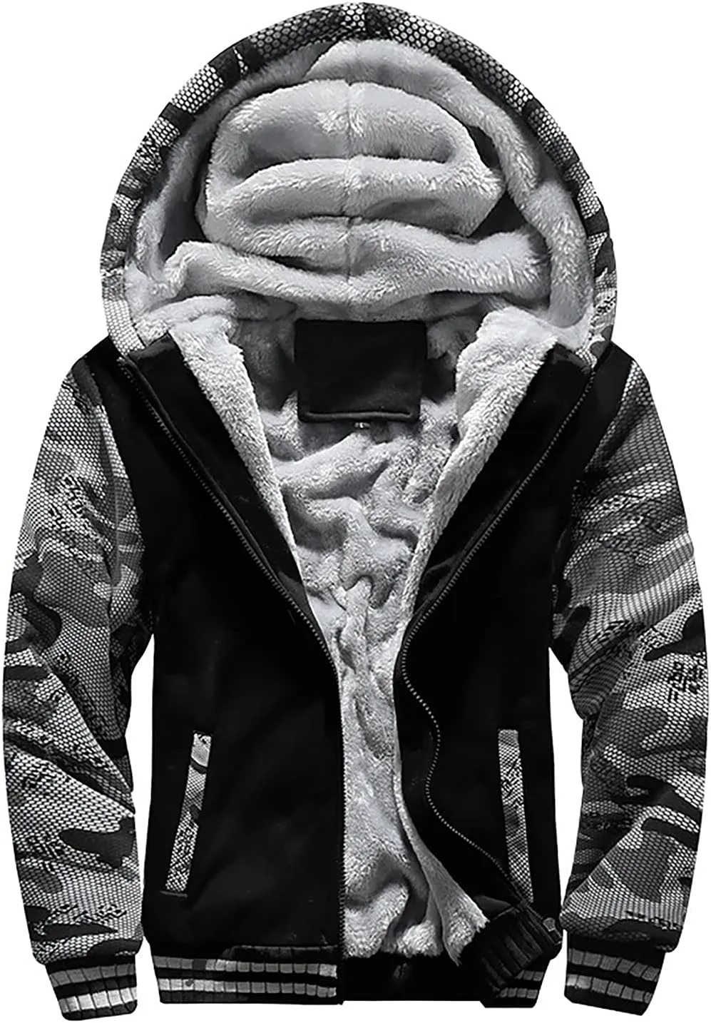 DuDubaby Long Sleeve Sweatshirt for Men Autumn and Winter Color Loose Casual Plush Jacket