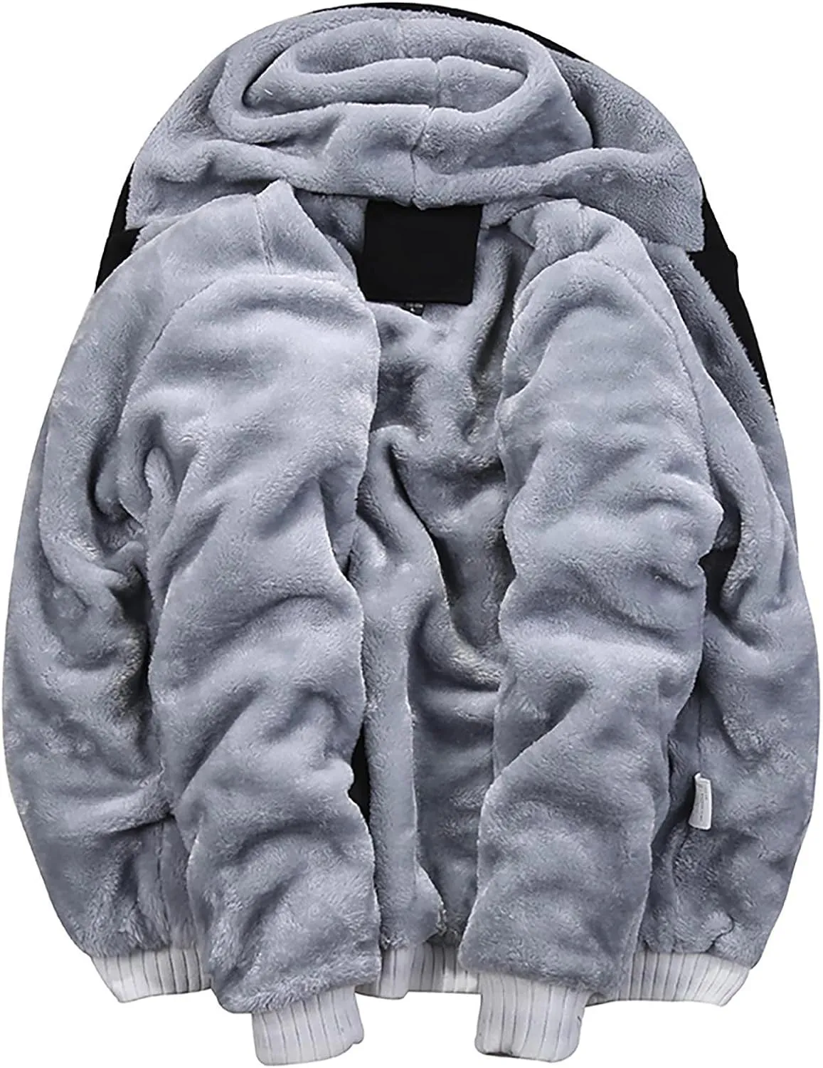 DuDubaby Long Sleeve Sweatshirt for Men Autumn and Winter Color Loose Casual Plush Jacket