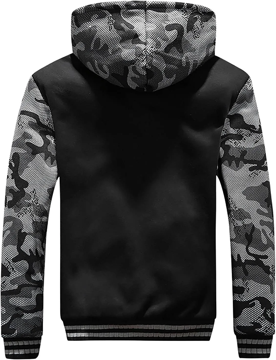 DuDubaby Long Sleeve Sweatshirt for Men Autumn and Winter Color Loose Casual Plush Jacket
