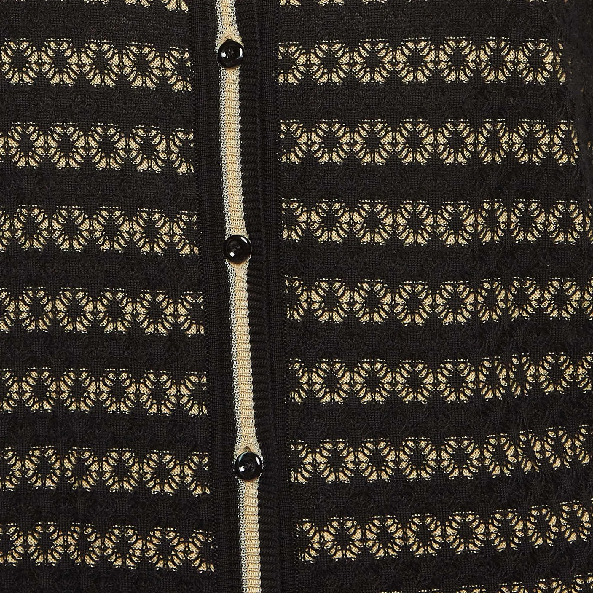 Fendi Black/beige Silk Patterned Knit Cardigan
