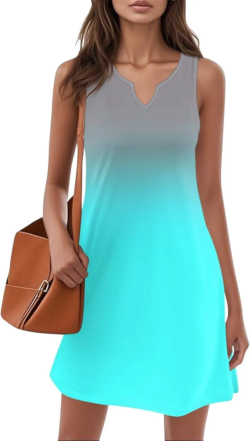 FlekmanArt Women's Tank Nightgown Dresses V Neck Sleepshirts Soft Dress Sleeveless Solid Color Chemise Nightdress S-XXL