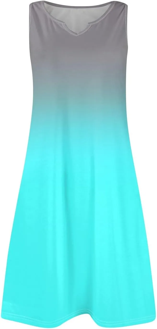 FlekmanArt Women's Tank Nightgown Dresses V Neck Sleepshirts Soft Dress Sleeveless Solid Color Chemise Nightdress S-XXL
