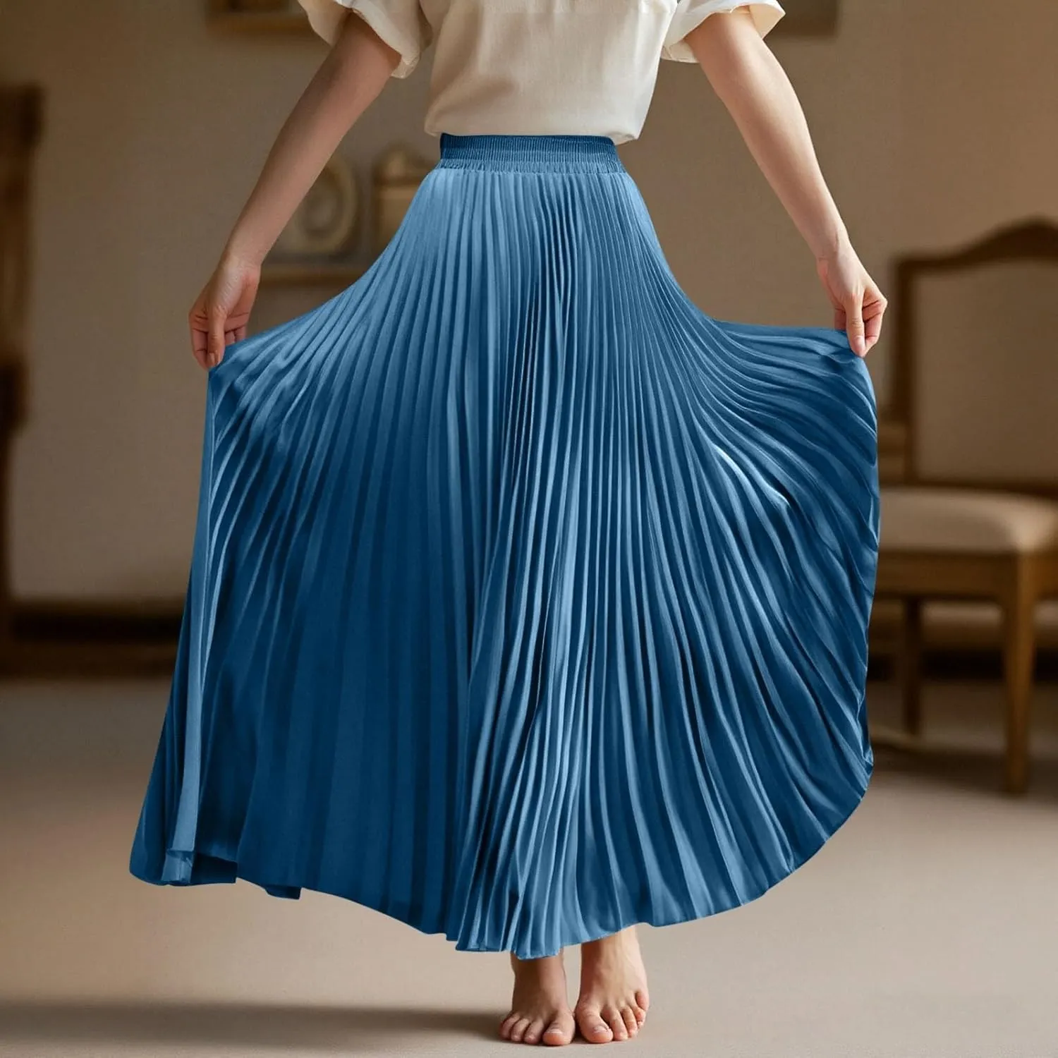 Floral Skirts for Women Flutter Peasant Casual Going Out Elastic Waist Festival Flowy Travel Smocked Boho Skirts for Women