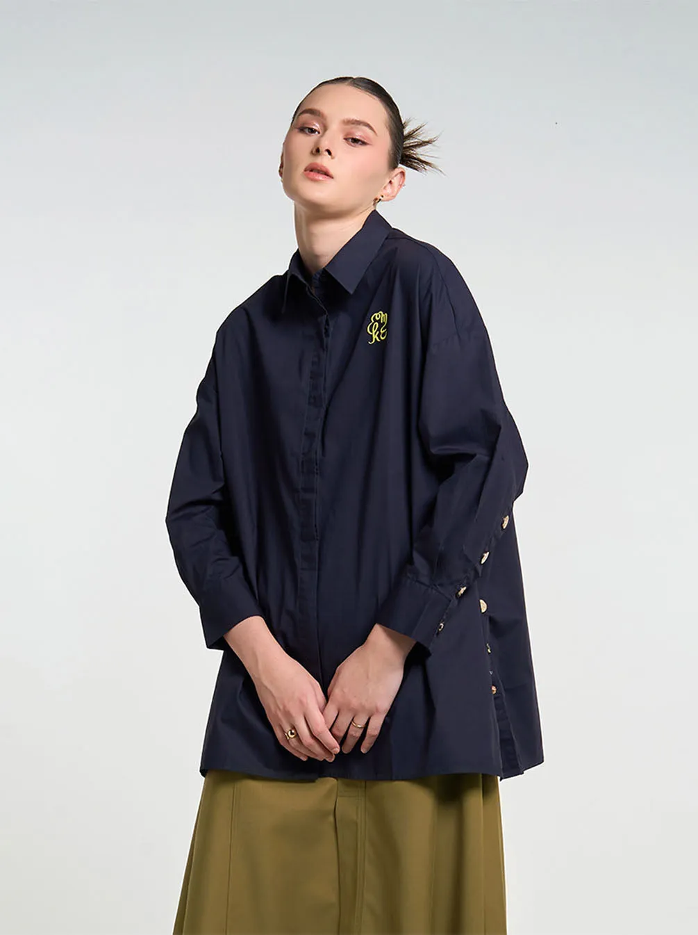 GALE EMBROIDERY TOP DEEP INDIGO