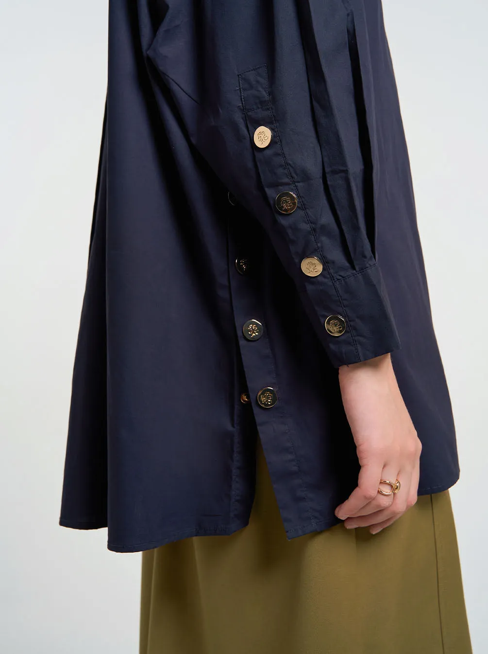 GALE EMBROIDERY TOP DEEP INDIGO