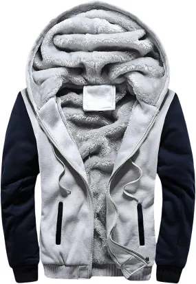 Jackets for Men Fleece Sherpa Lined Warm Jacket Heavyweight Winter Sweatshirt Zip Up Hoodie Comfy Wool Warm Thick Coats