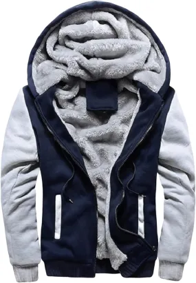 Jackets for Men Fleece Sherpa Lined Warm Jacket Heavyweight Winter Sweatshirt Zip Up Hoodie Comfy Wool Warm Thick Coats