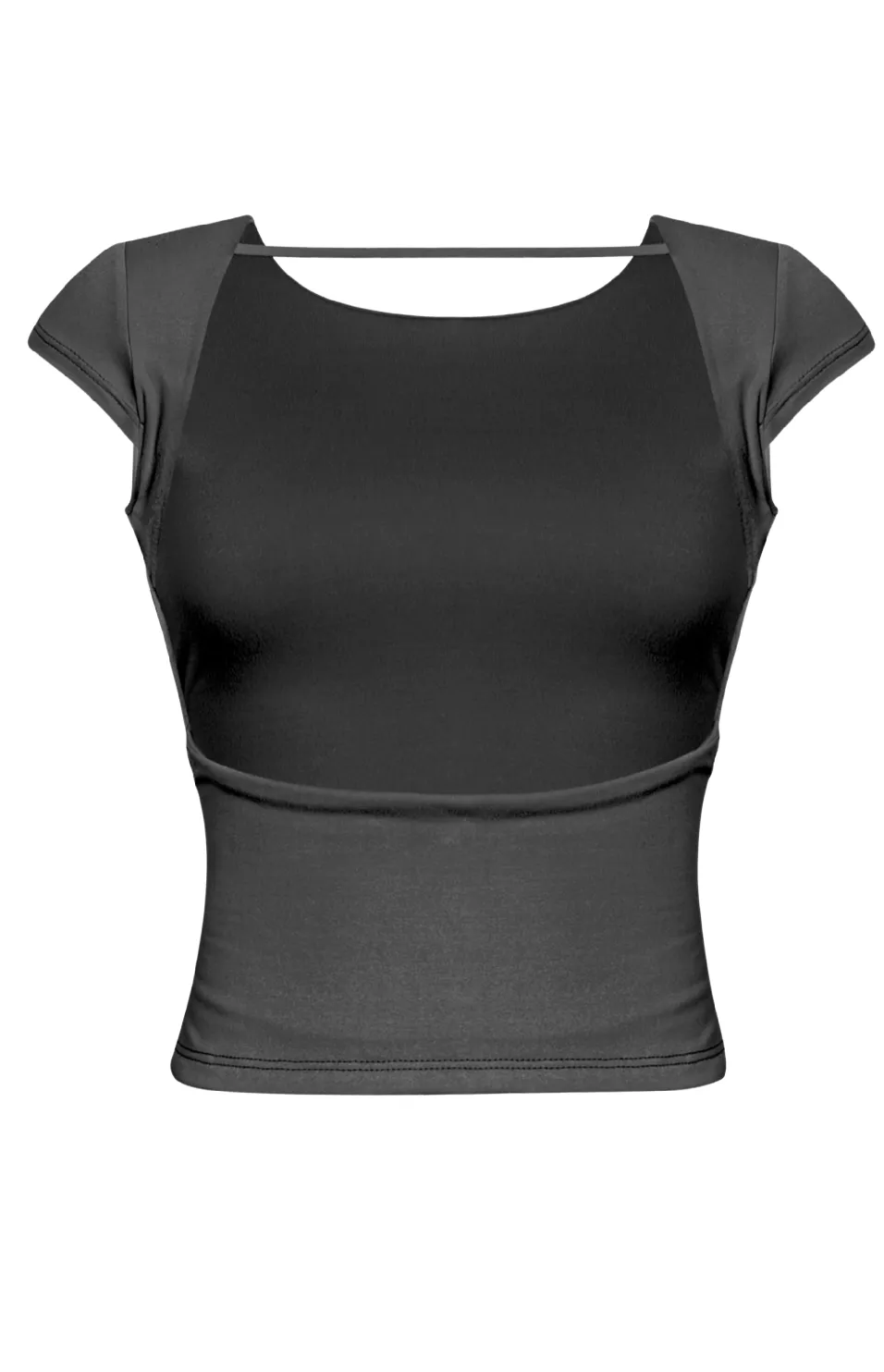 Karina Open Back Basic Crop Top (Black)