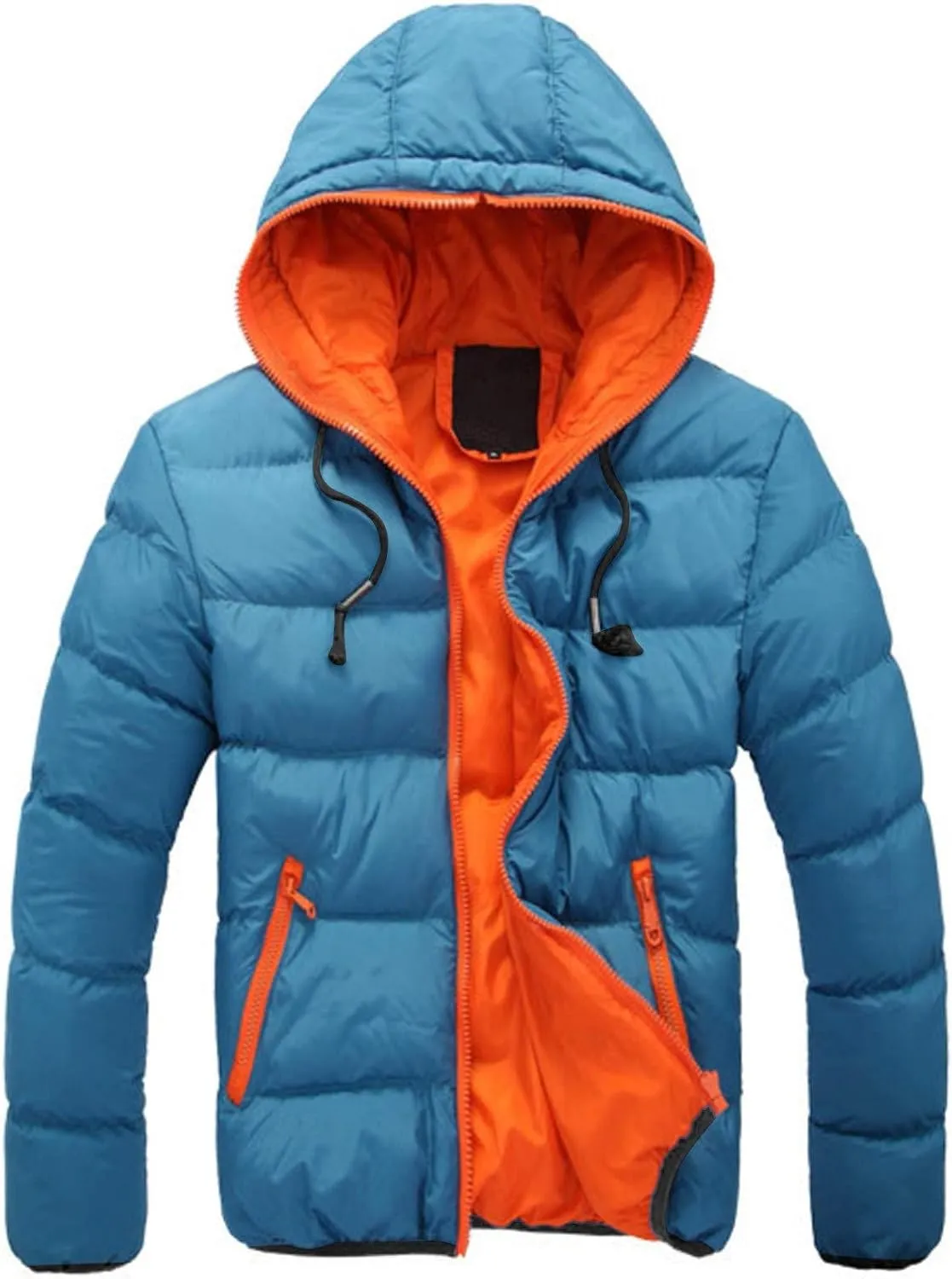LCMTWX Coats for Men and Winter Jacket Coat Leisure Plus Size Hat Zip Pockets Cotton-Padded Warm Men's Thicken Warm