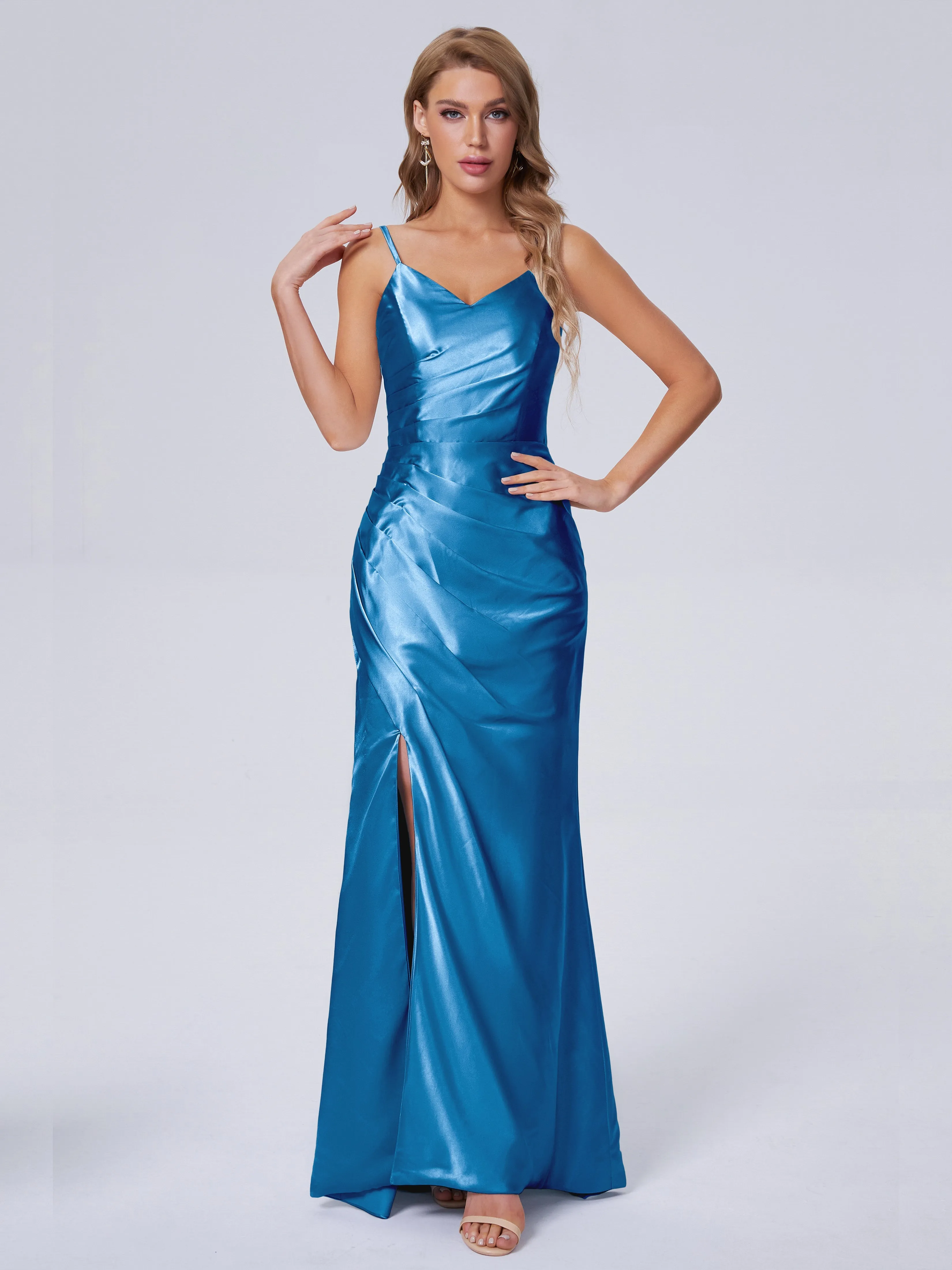 Makayla Hot Split Soft Satin Bridesmaid Dresses