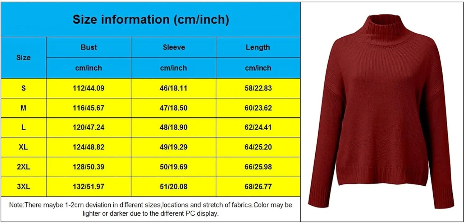 Maryia Womens Mock Turtleneck Sweaters Winter Warm Long Sleeve Cable Knit Pullover Oversized Solid Chunky Comfy Soft Top