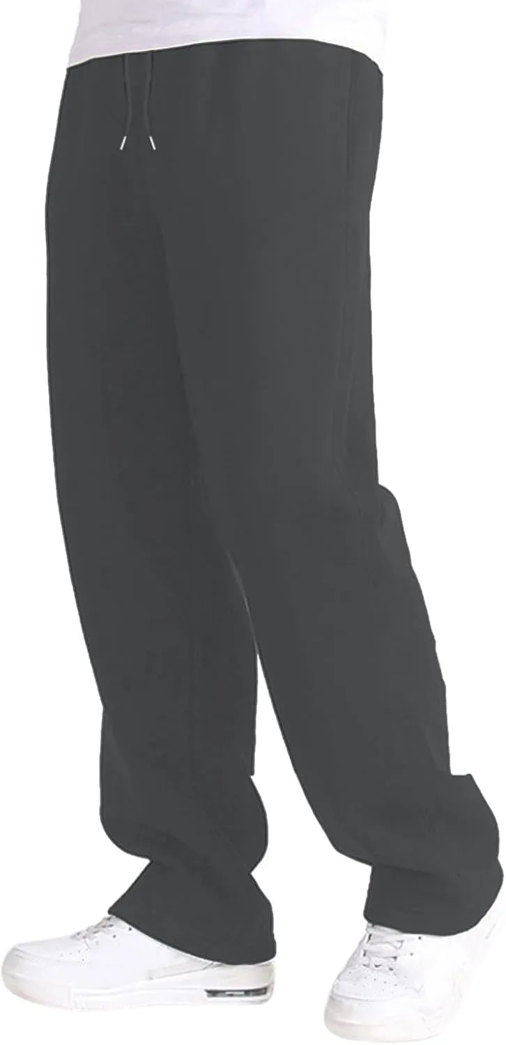 Men's Baggy Sweatpants Summer Straight Wide Leg Open Bottom Casual Pants Elastic Waist Workout Athletic Joggers with Pockets