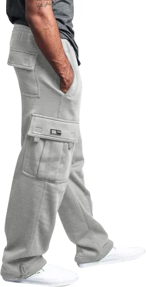 Mens Cargo Sweatpants Athletic Straight Jogger Pant with Pockets Big and Tall Baggy Tactical Workout Trouser
