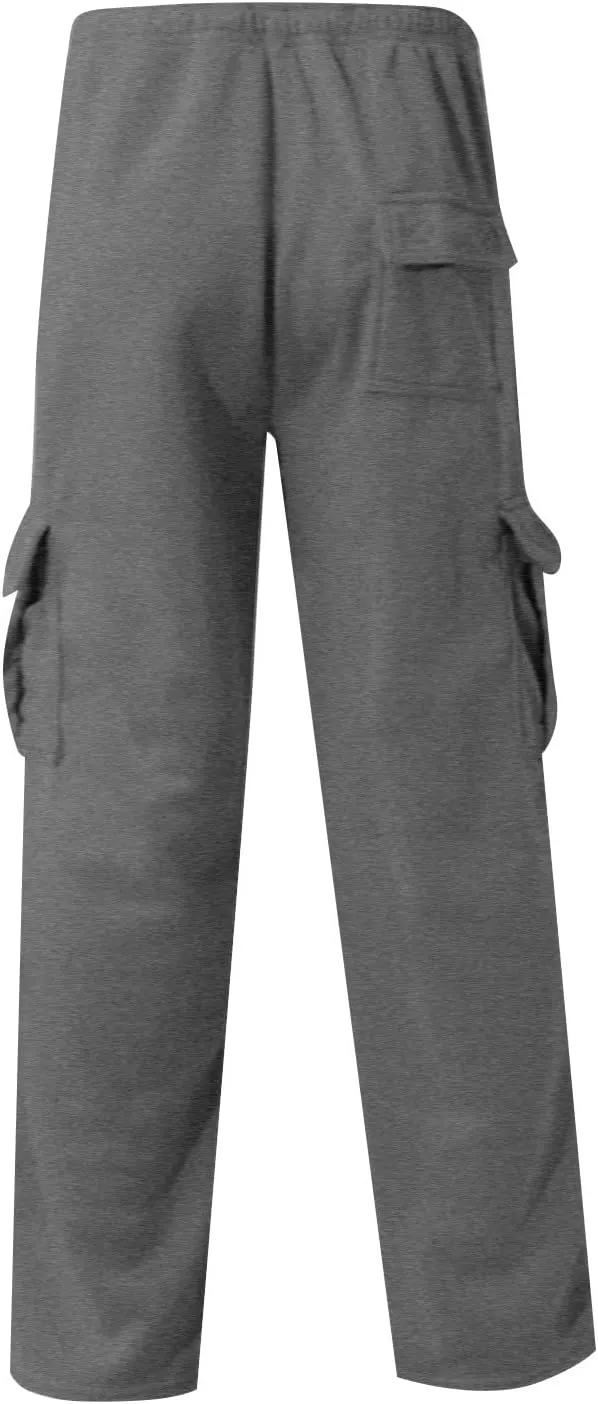 Mens Cargo Sweatpants Athletic Straight Jogger Pant with Pockets Big and Tall Baggy Tactical Workout Trouser