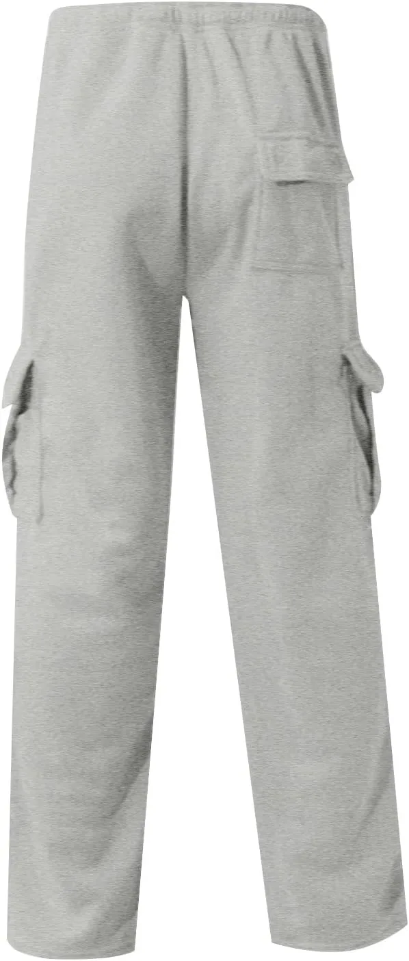 Mens Cargo Sweatpants Athletic Straight Jogger Pant with Pockets Big and Tall Baggy Tactical Workout Trouser