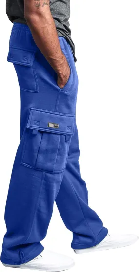 Mens Cargo Sweatpants Athletic Straight Jogger Pant with Pockets Big and Tall Baggy Tactical Workout Trouser