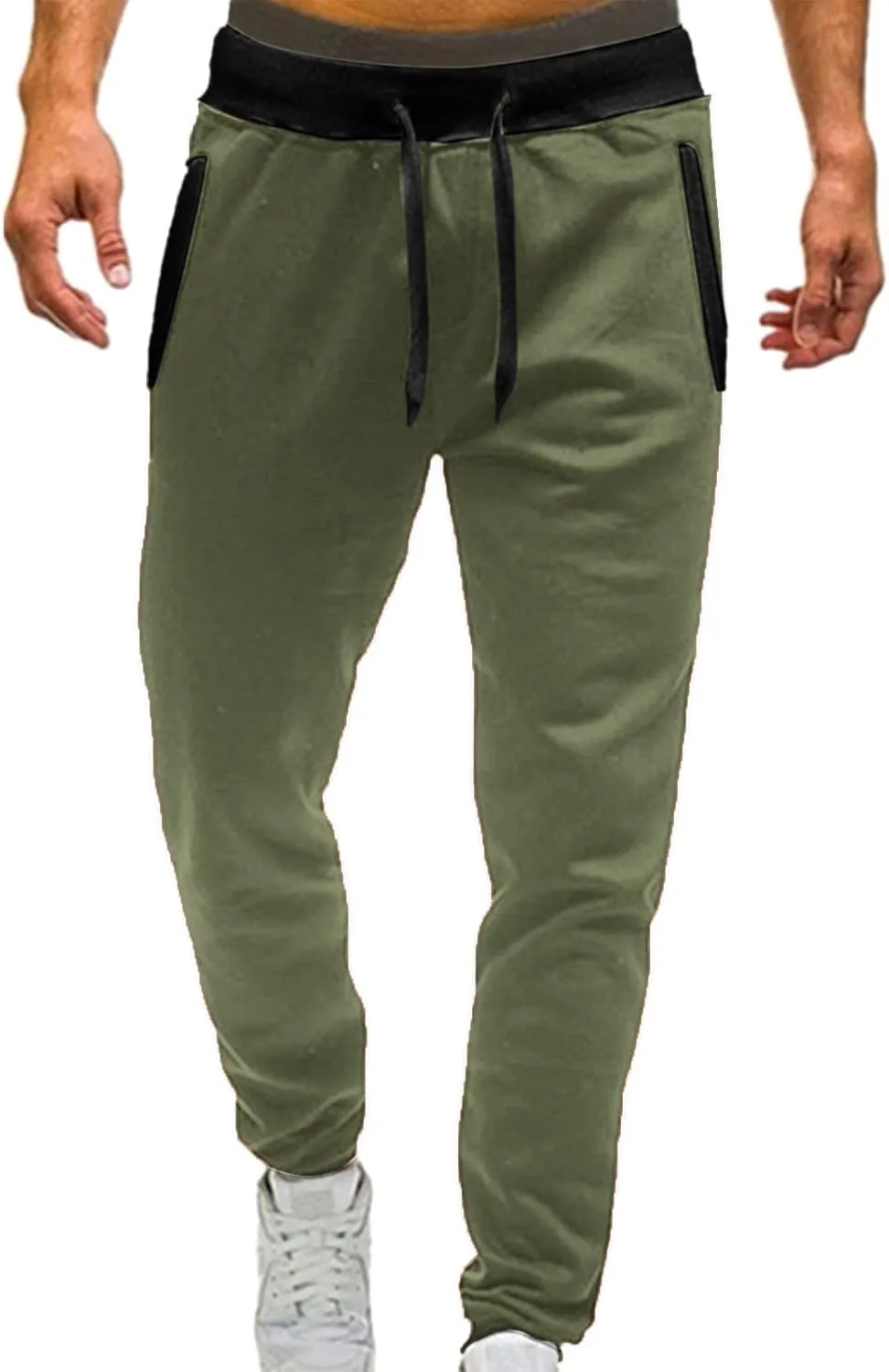 Mens Warm Fleece Sweatpants Winter Joggers Pants Sherpa Lined Athletic Sweatpants with Zipper Pockets