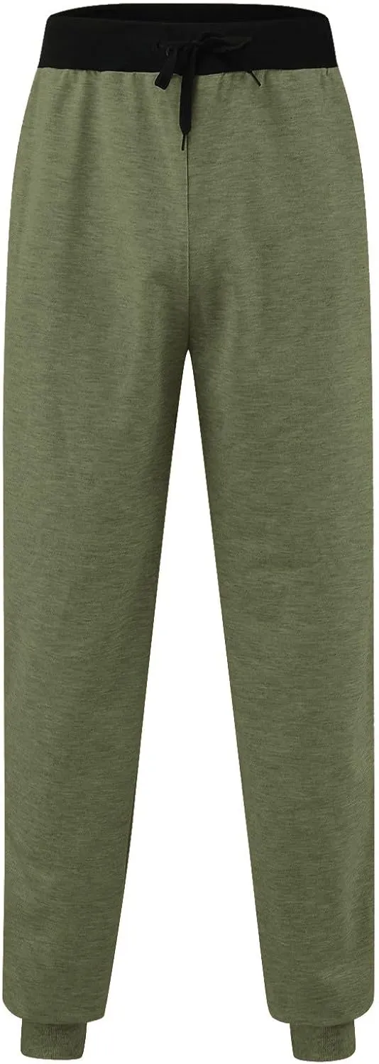 Mens Warm Fleece Sweatpants Winter Joggers Pants Sherpa Lined Athletic Sweatpants with Zipper Pockets
