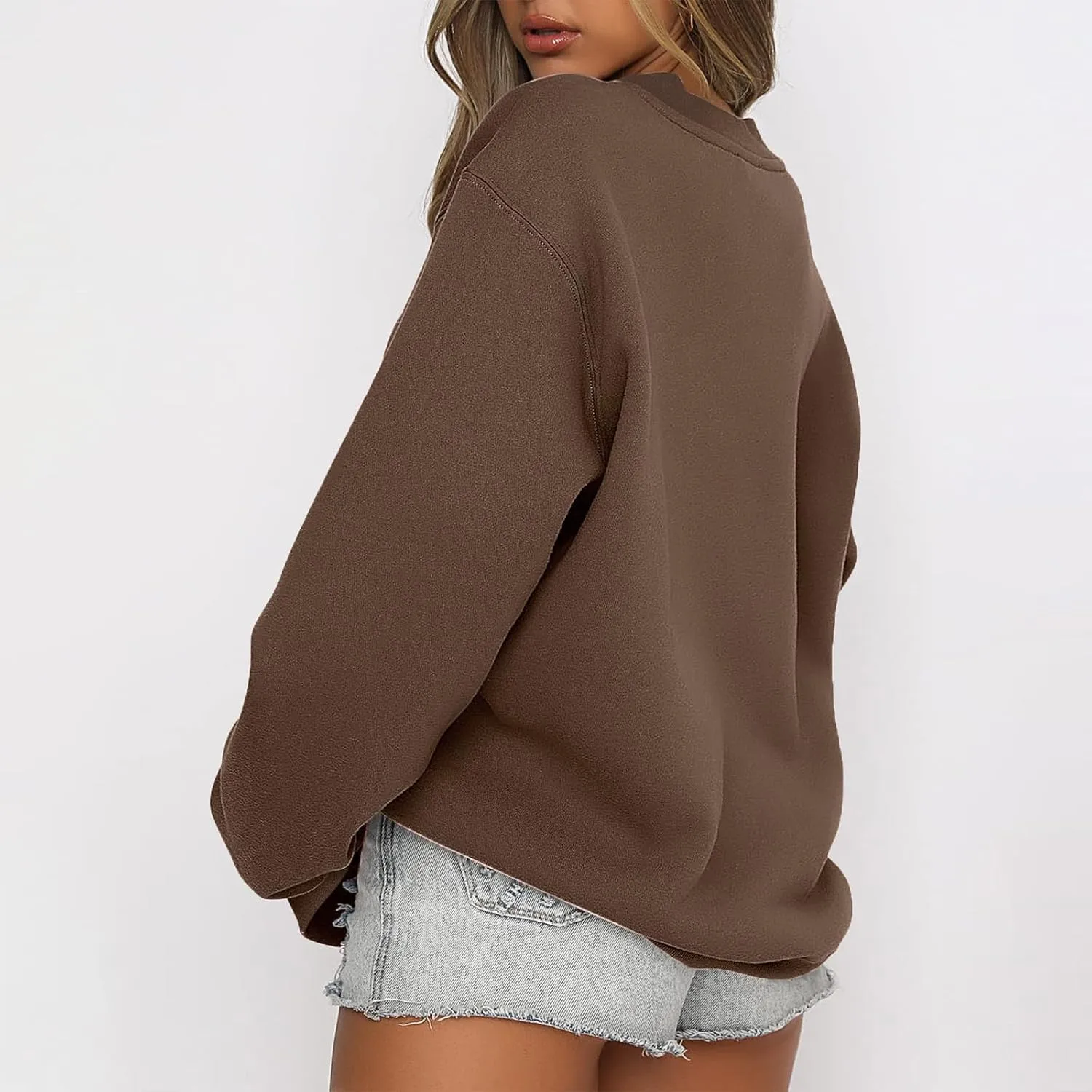 Oversized Long Sleeve Crewneck Sweatshirts For Women Casual Loose Pullover Tops Fall Fashion Fleece Sweater Clothes