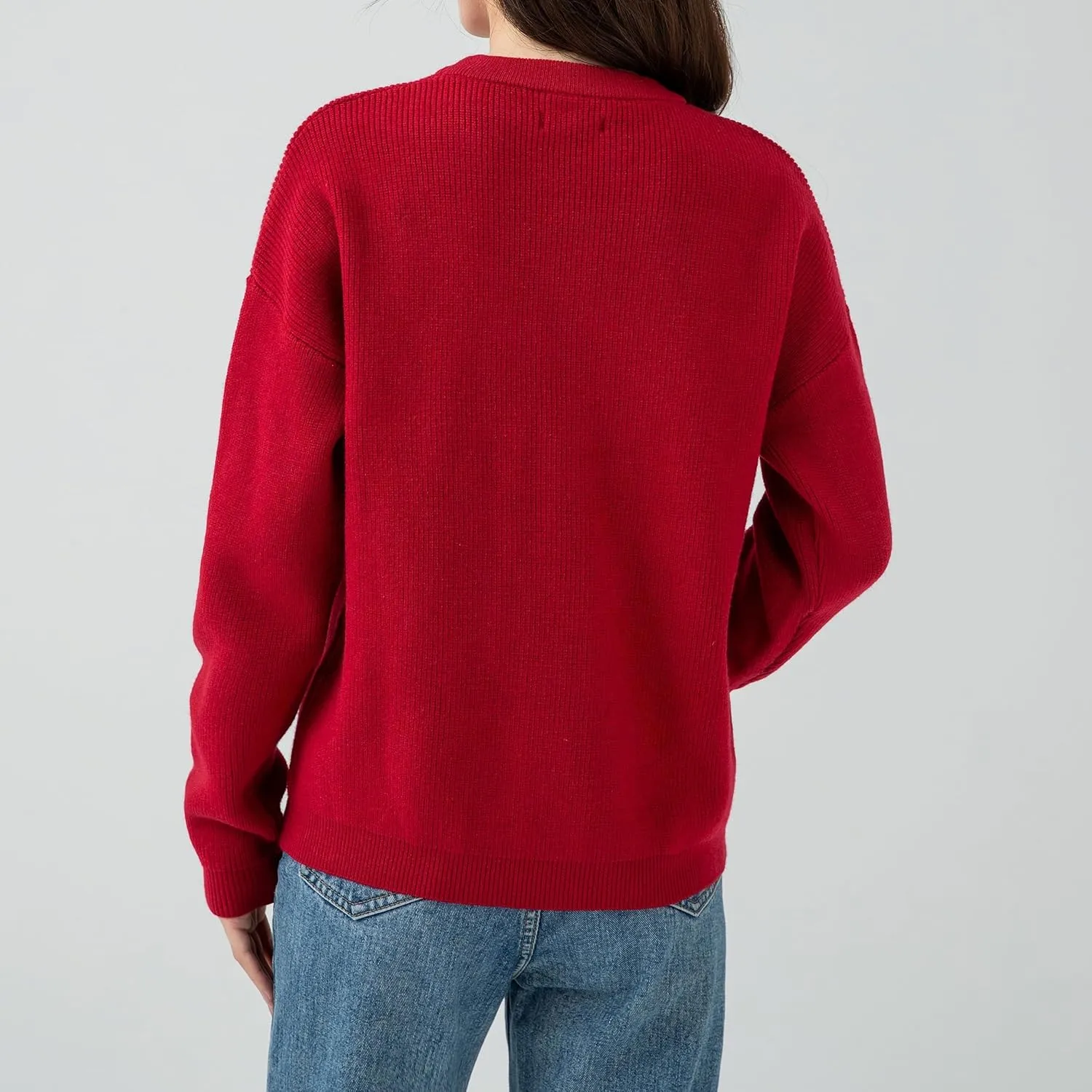 Simple&Opulence Casual Pullover Sweaters for Women,Long Sleeve Solid Color Crewneck Warm Tops