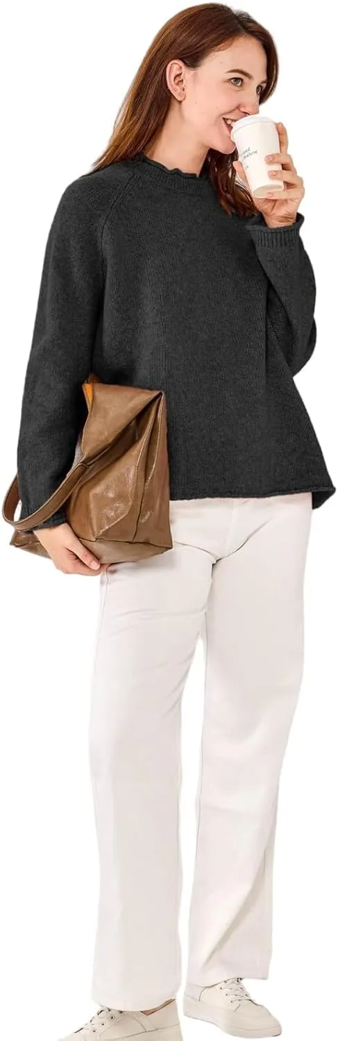 Simple&Opulence Women's Wool Blend Soft Sweater 2024 Crew Neck Long Sleeve Pullover Sweaters Tops for Women S-XL