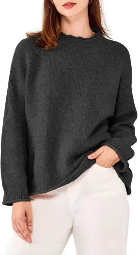 Simple&Opulence Women's Wool Blend Soft Sweater 2024 Crew Neck Long Sleeve Pullover Sweaters Tops for Women S-XL