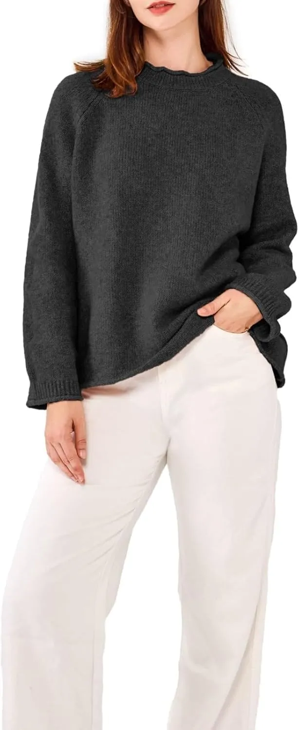 Simple&Opulence Women's Wool Blend Soft Sweater 2024 Crew Neck Long Sleeve Pullover Sweaters Tops for Women S-XL