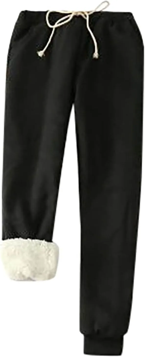 Sweatpants Women Joggers Sherpa Fleece Lined Pants Drawstring Waist Sweatpants Warm Pants Plus Size Outdoor Joggers
