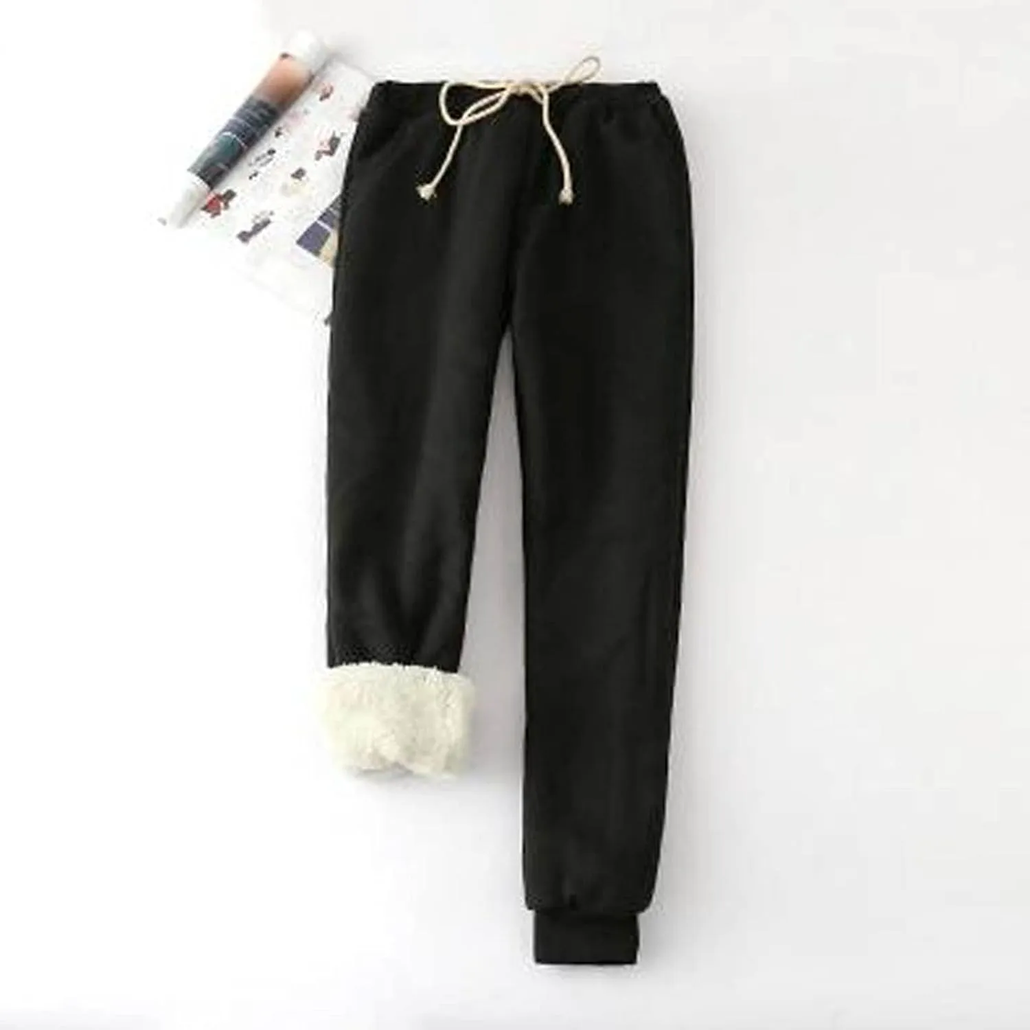 Sweatpants Women Joggers Sherpa Fleece Lined Pants Drawstring Waist Sweatpants Warm Pants Plus Size Outdoor Joggers