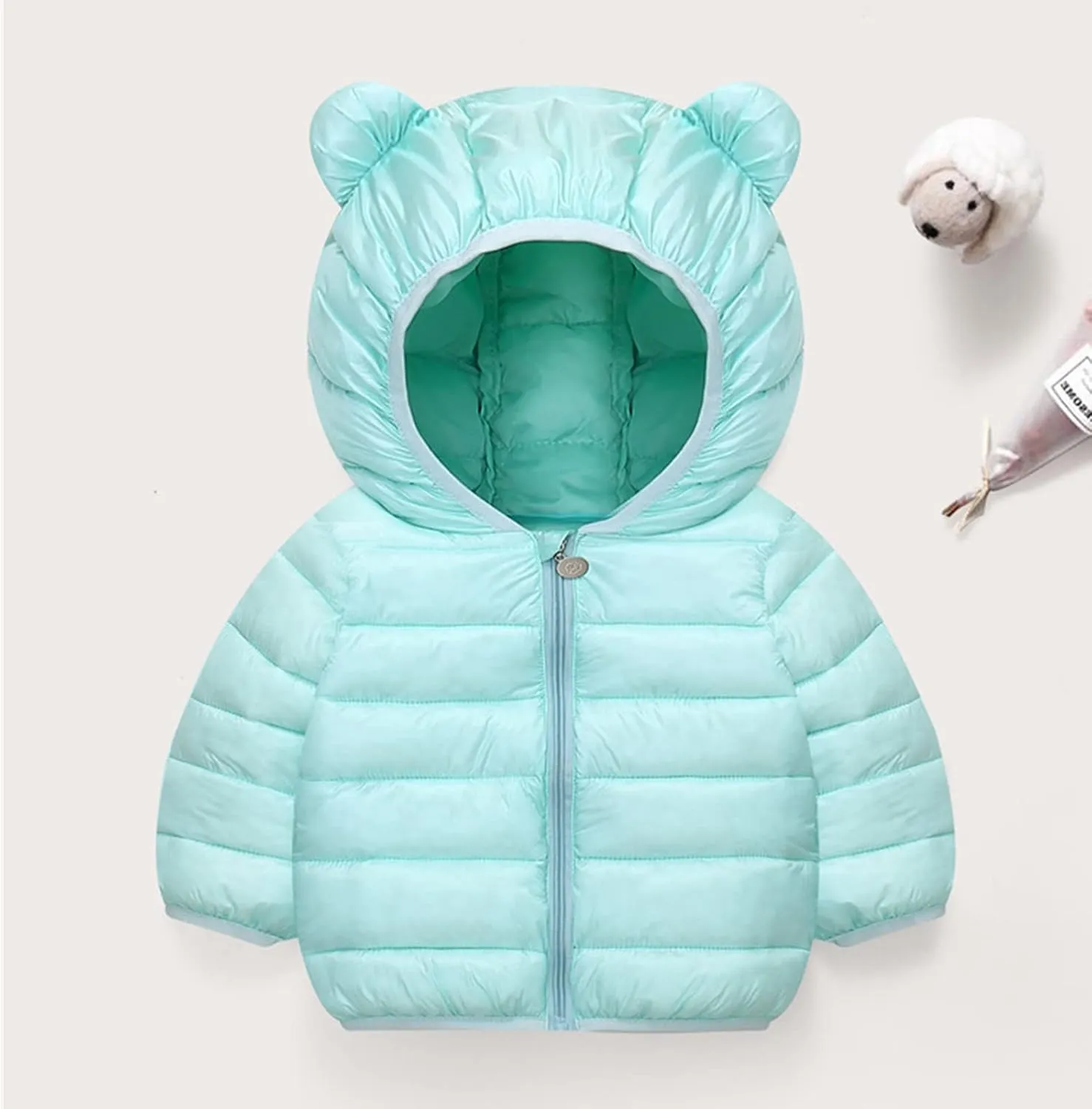 Toddler Puffer Jacket Winter Coat for Kids Bear Ears Hooded Down Jacket Coat Baby Girl Light Windproof Padded Outwear