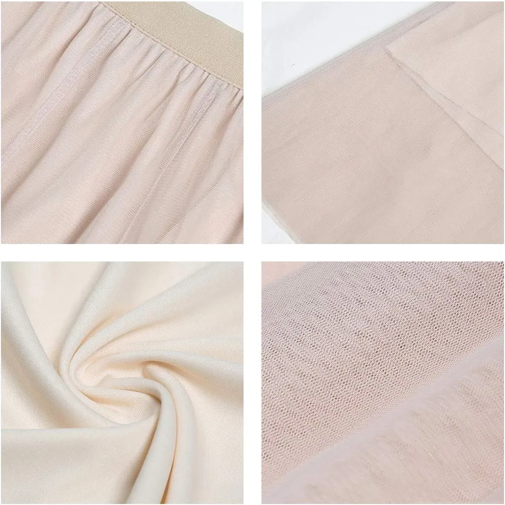 Tulle Skirts for Women Pleated Layered Tutu Skirt Ladies Elegant Flowy Long Skirts Bridesmaid Wedding Midi Skirt