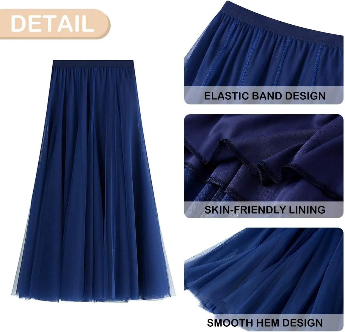 Tulle Skirts for Women Pleated Layered Tutu Skirt Ladies Elegant Flowy Long Skirts Bridesmaid Wedding Midi Skirt