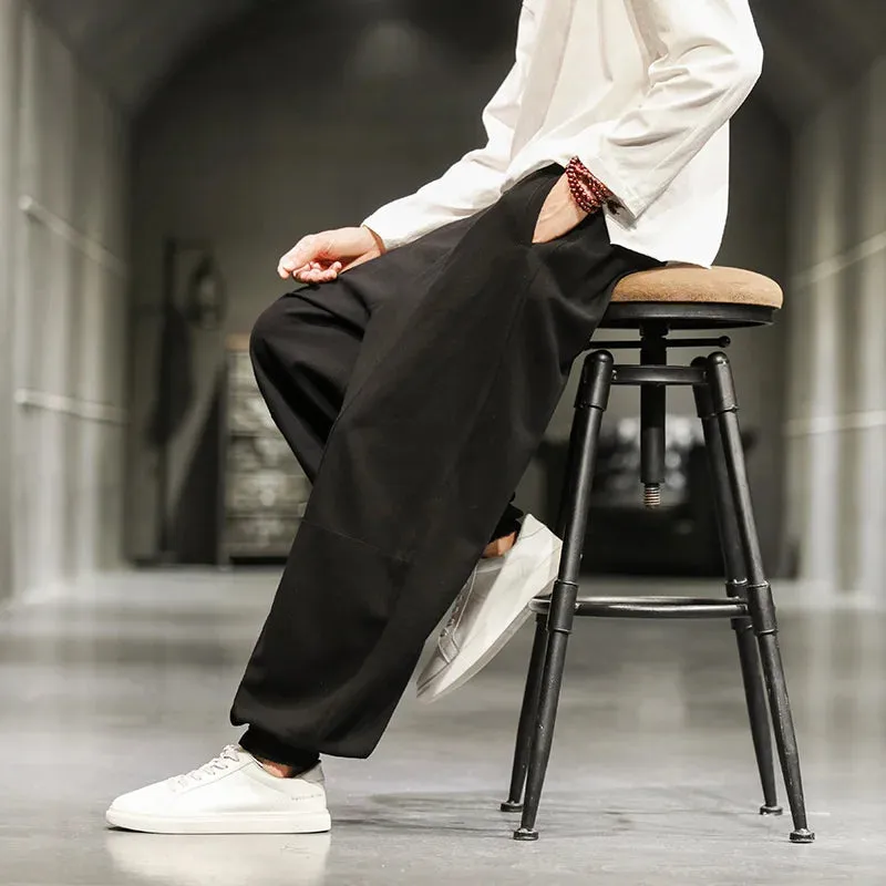 Wiaofellas  -  Chinese Style Cotton Linen Loose Plus Size Bloomers Harajuku Casual Baggy Pants Men Clothing Fashion Oversize Joggers