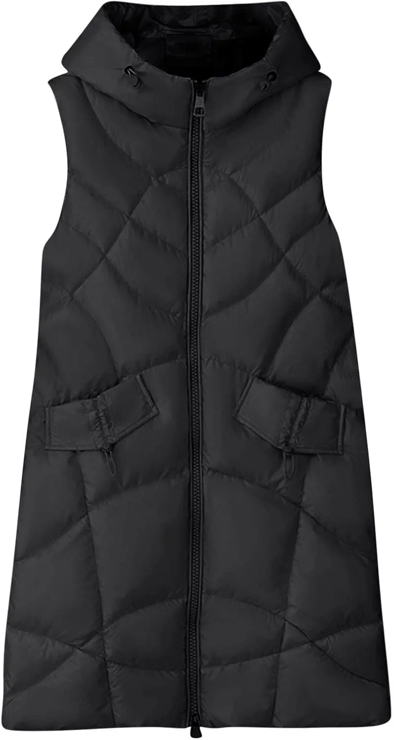 Woman Coat Winter Light Down Zip Up Puffer Jacket Plus Size Long Sleeve Quilted Pullover Outwear With Pocket
