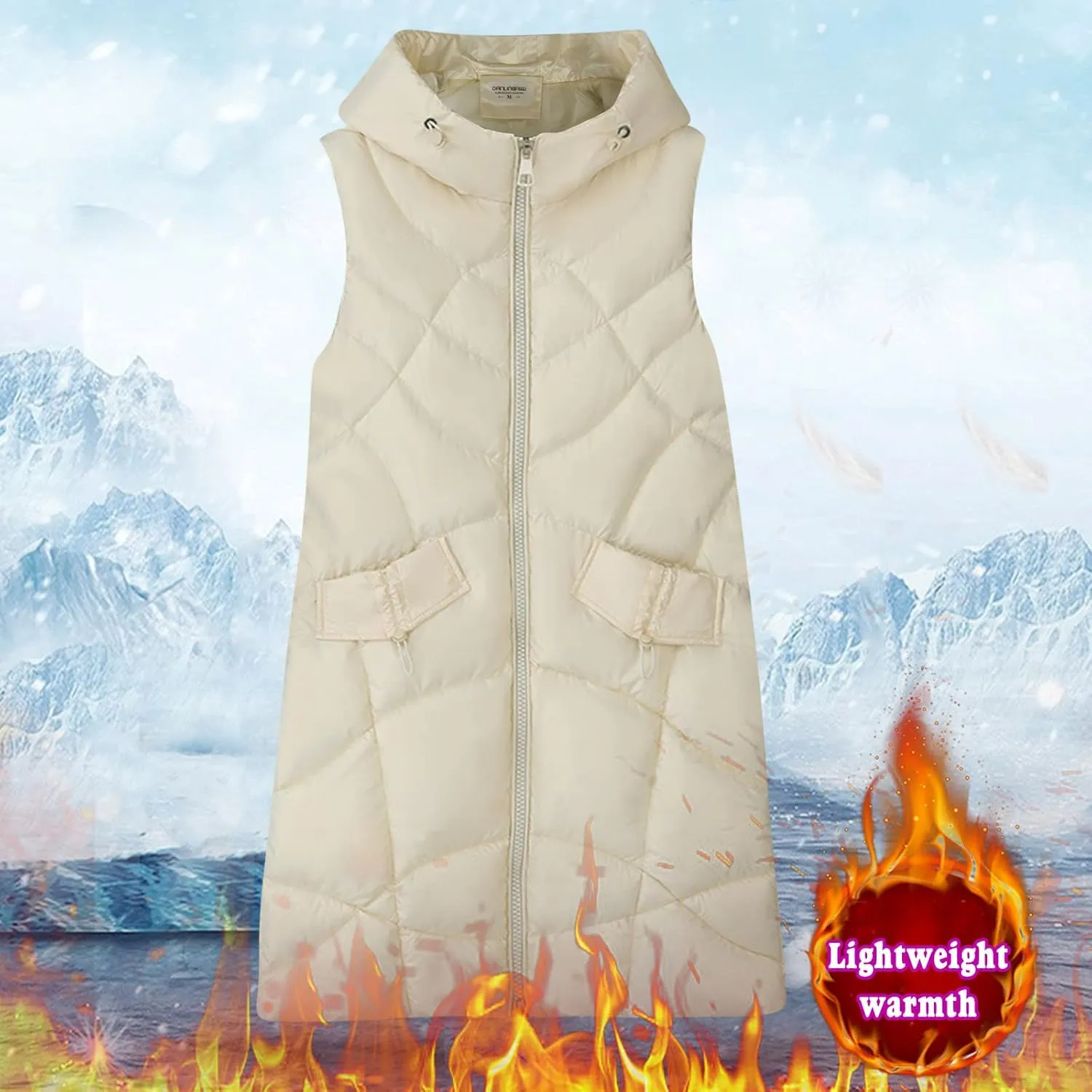 Woman Coat Winter Light Down Zip Up Puffer Jacket Plus Size Long Sleeve Quilted Pullover Outwear With Pocket