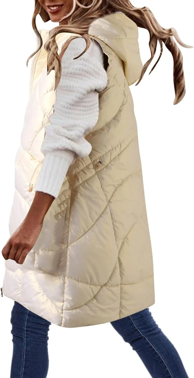 Woman Coat Winter Light Down Zip Up Puffer Jacket Plus Size Long Sleeve Quilted Pullover Outwear With Pocket