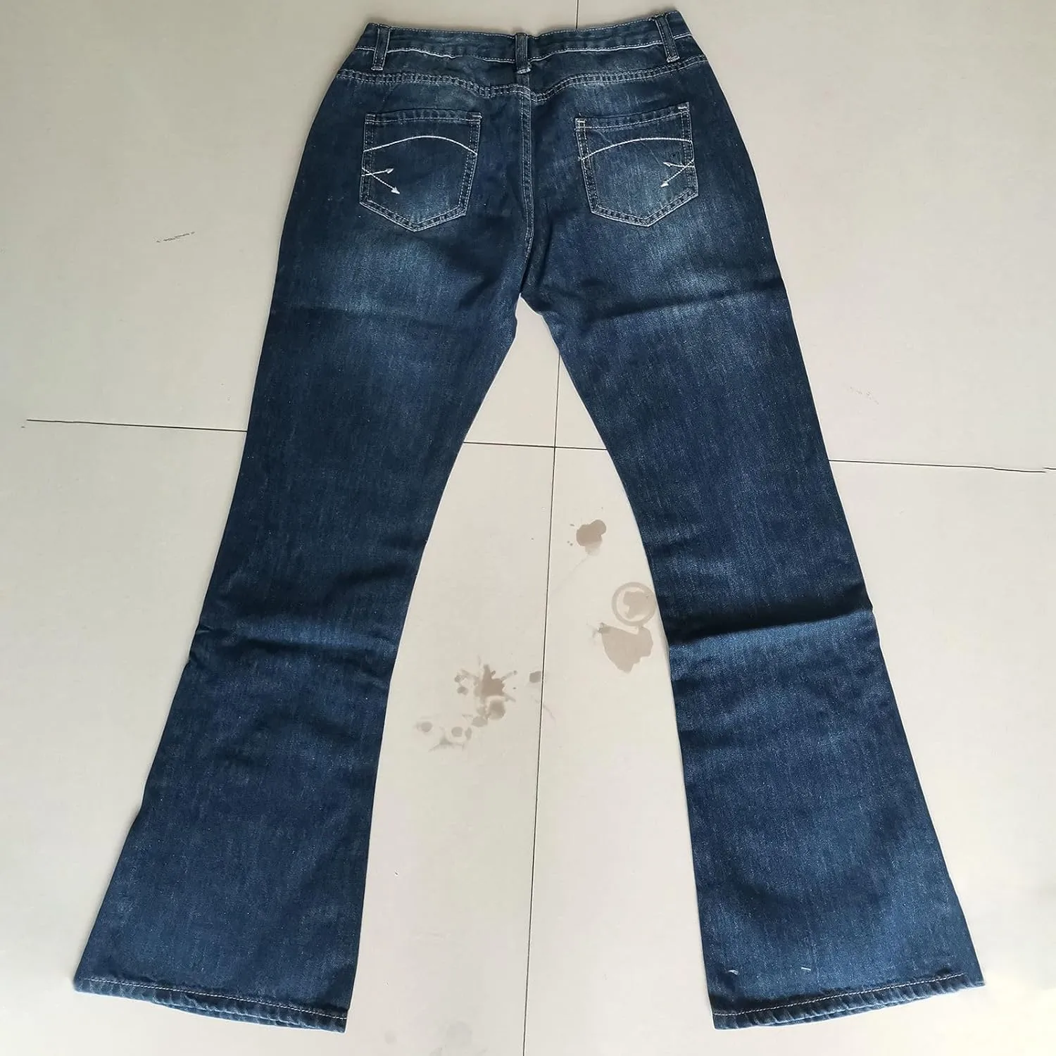 Women Mid Waisted Denim Jeans Embroidery Stretch Button Straight Pants Jeans Ladies Embroidered Jean Pants Women Stretch