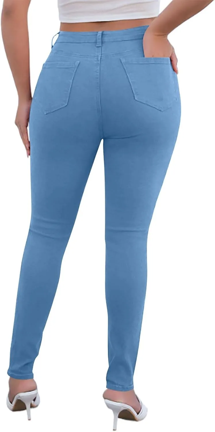 Women's High Waist Skinny Jeans Casual Sexy Butt Lift Slim Fit Stretch Denim Pants Trendy Stretch Pencil Jeans