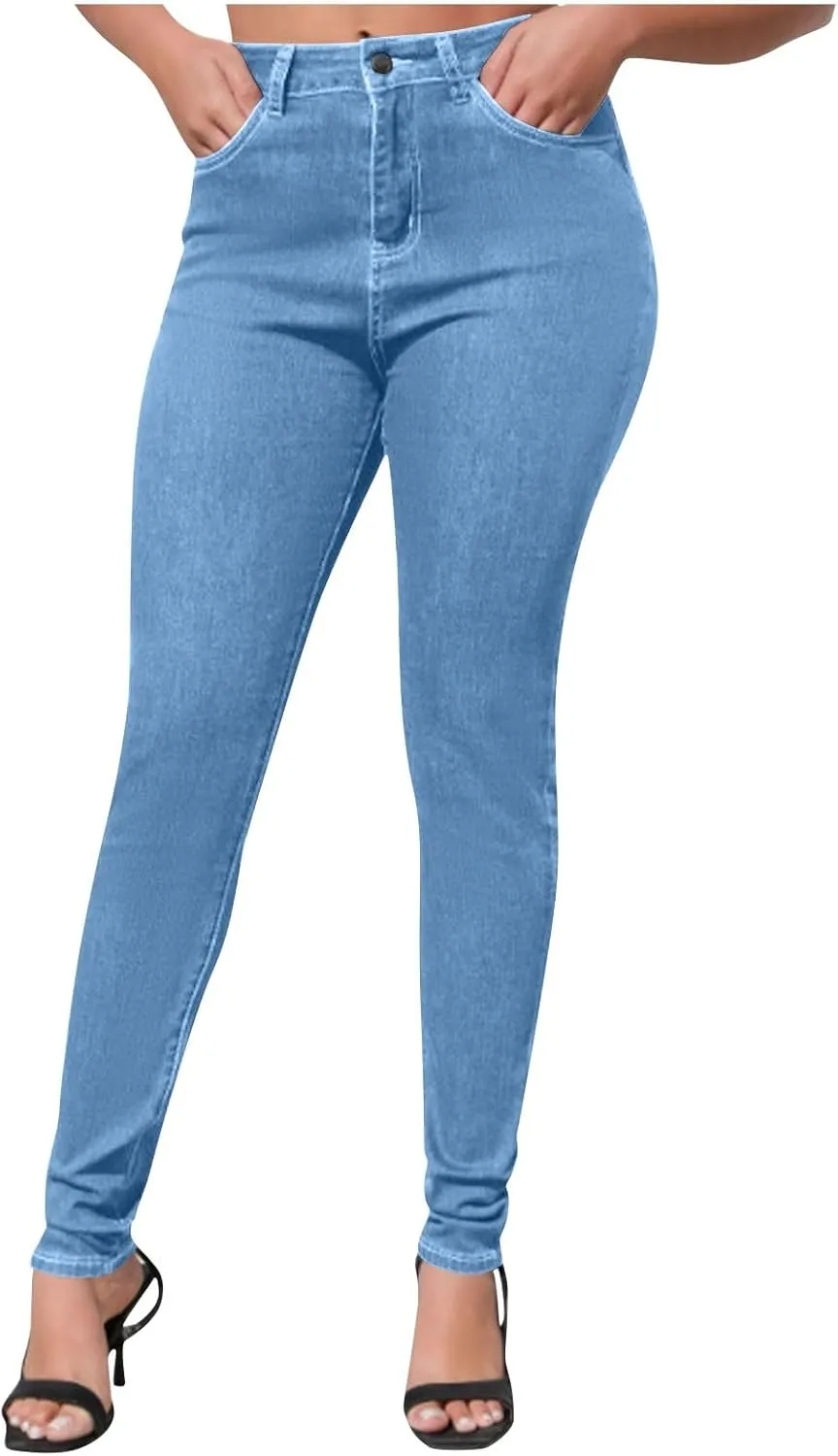 Women's High Waist Skinny Jeans Casual Sexy Butt Lift Slim Fit Stretch Denim Pants Trendy Stretch Pencil Jeans