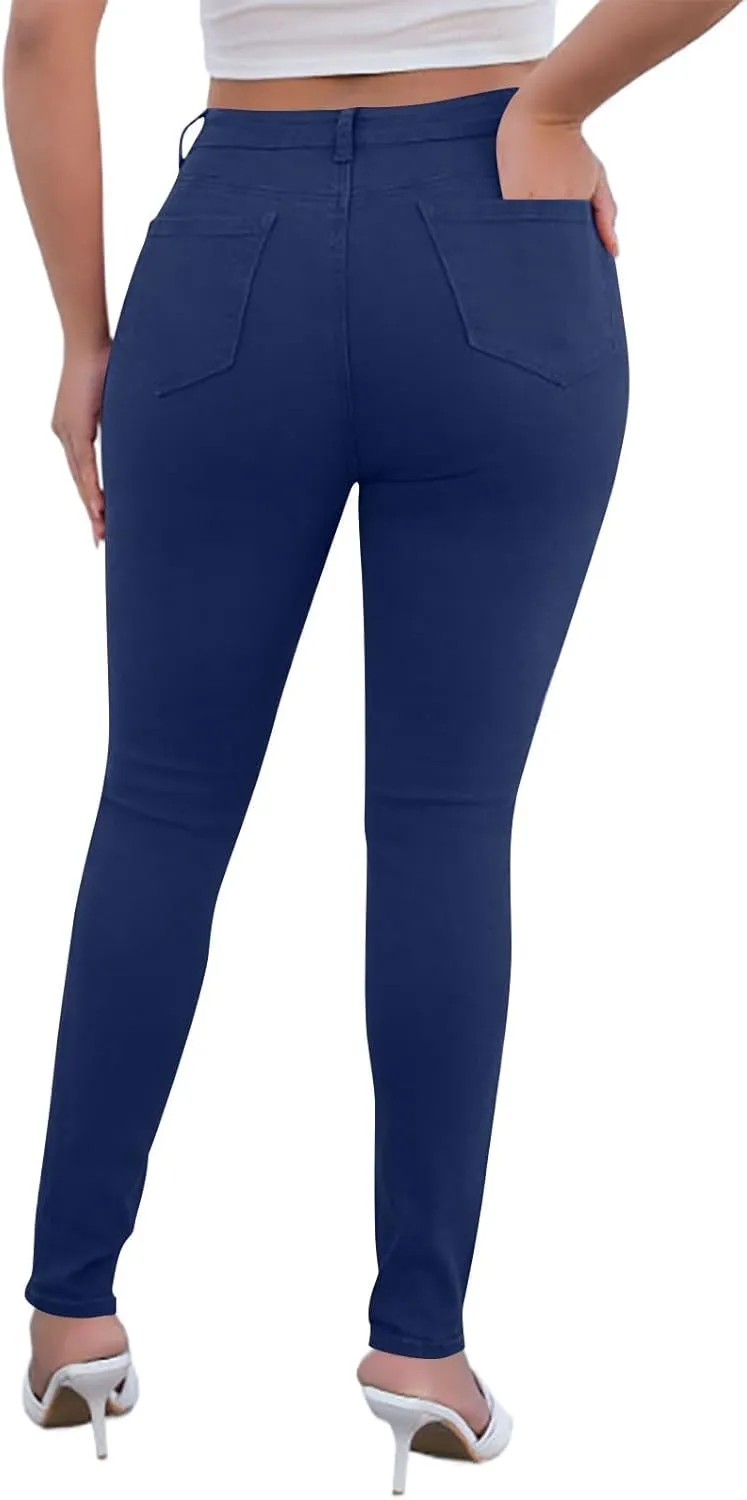 Women's High Waist Skinny Jeans Casual Sexy Butt Lift Slim Fit Stretch Denim Pants Trendy Stretch Pencil Jeans
