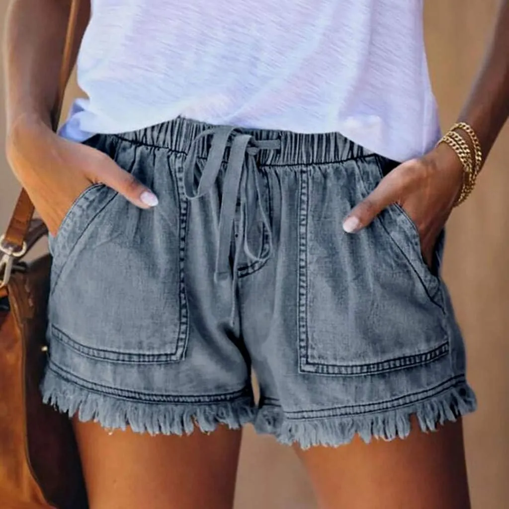 Womens Jean Shorts Plus Size High Waisted Stretchy Casual Denim Shorts Ripped Frayed Hem Summer Trendy Holiday Pants