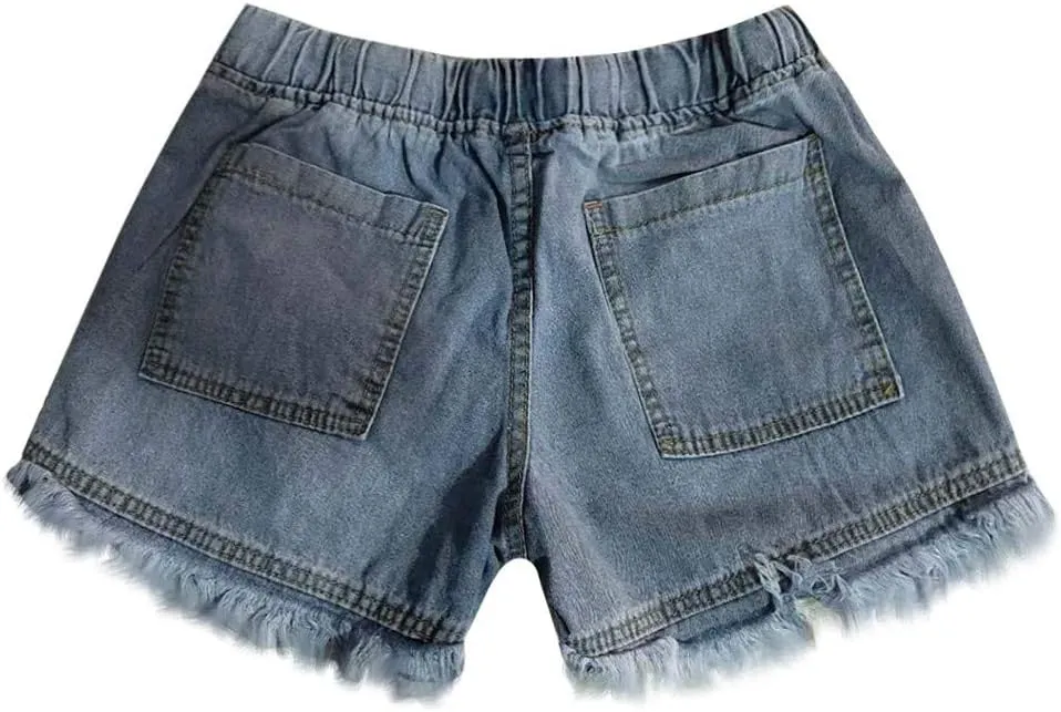 Womens Jean Shorts Plus Size High Waisted Stretchy Casual Denim Shorts Ripped Frayed Hem Summer Trendy Holiday Pants
